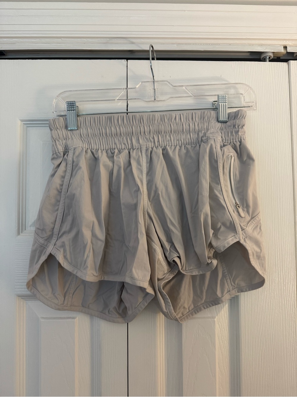 lululemon athletica Light Gray Layered Running Shorts with Zip